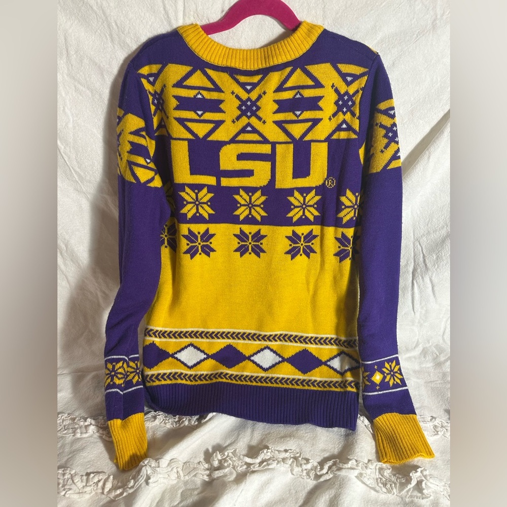 LSU Tacky Christmas Sweater v neck Size Small Klew